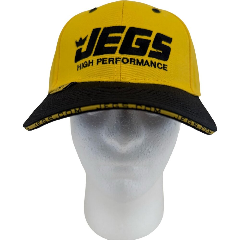 JEGS High Performance Strapback Hat Yellow Black Racing Cap Jegs.com Back
